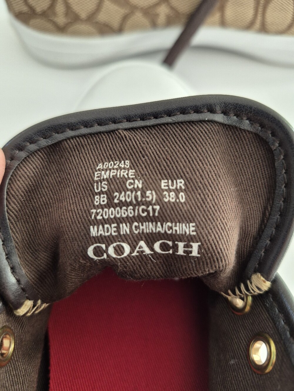 Coach Signature Canvas Low-Top Sneaker in Brown and White - Picture 2 of 4